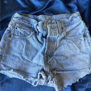 Levi's Light Blue Distressed Denim Shorts
